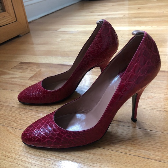 Laurence Dacade Red Crocodile Stilettoes - Picture 1 of 6